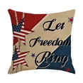 thumbnail image 2 of AZXY 4th of July Let Freedom Ring Throw Pillow Covers 18x18, Patriotic Red White Blue American Flag Star Linen Cushion Cases for Independence Day Memorial Day Indoor Outdoor Sofa Decor, 2 of 6