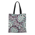 thumbnail image 1 of NUDECOR Canvas Tote Bag Beige Hippie Boho Flower Pattern Abstract Ancient Batik Beautiful Durable Reusable Shopping Shoulder Grocery Bag, 1 of 1