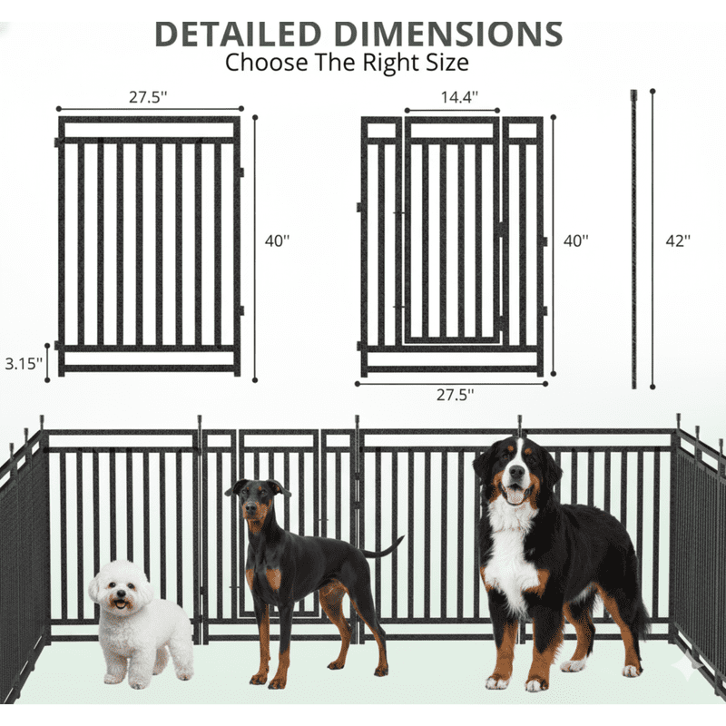 Petorldog dog playpen 40" Height, 24 Panels Foldable Metal dog fence outdoor for yard, outdoor use for RV Camping (Black-Silver)