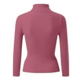 thumbnail image 5 of Sweaters for Women,Long Sleeve Top Solid Color Slim High Collar Knitted Bottoming Shirt,Long Sleeve Shirts for Women,Z01 Watermelon Red,One Size, 5 of 5