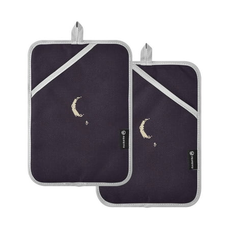 

Moon Stars Night Set of 2 Heat-Resistant Quilted Pads Silver Polyester 7 x 9.8