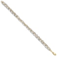 thumbnail image 2 of Real 14kt Yellow Gold Two-tone Diamond-cut Fancy Link Chain Bracelet; 7.25 inch; for Adults and Teens; for Women and Men, 2 of 3