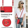 thumbnail image 6 of Phone Case for Samsung Galaxy S23 5G Wallet Cover with Screen Protector and Ring Stand Credit Card Holder Slot Crossbody Strap Cell S 23 23S GS23 G5 SM-S911U 6.1 inch Women Girls Men Boy Red, 6 of 13
