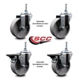 thumbnail image 2 of 4 Inch Semi Steel 12MM Threaded Stem Caster Set 2 Brakes SCC, 2 of 2