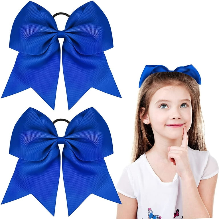 Dockapa 40pcs Cheer Bows for Girls, 2.5 Inches Hair Bow Ribbon Tails Hair Tie Ponytail Holder Baby Rubber Band Hair Accessories for Girl School Kid