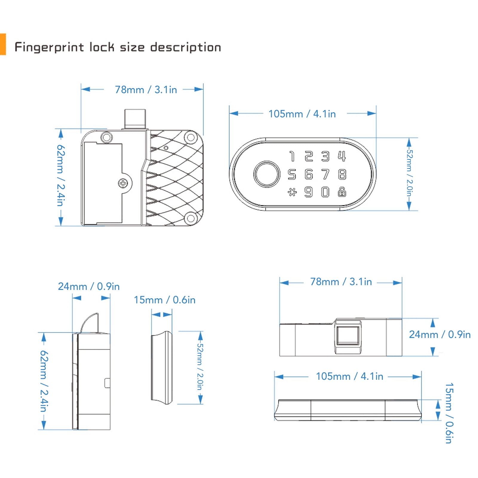 BIMZUC Keyless Cabinet Lock Fingerprint Password Smart Drawer Lock for Wardrobe Theft Prevention Digital Security Electronic File Cabinet Lock with Card and Emergency Power Interface (13 in / 33 cm)