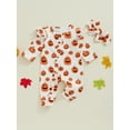 thumbnail image 4 of Baby Toddler Girls Halloween Jumpsuit 0 3 6 12 Months Long Sleeve Pumpkin/Cola Cup Print Romper with Headband, 4 of 9
