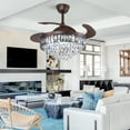 thumbnail image 2 of FINE MAKER 42" Luxury Crystal Ceiling Fan with Light Black Finish LED Chandelier with Fan Remote 3 Color 3 Speed Invisible Fandeliers Light Fixture for Living Room,Dining Room, 2 of 13