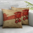 thumbnail image 3 of Nawypu Throw Pillow Covers Plane Airplane Vintage Clouds Travel Sketch Biplane Adventure Retro Design Dirty Cushion Square Pillowcase for Winter Home Decorative, 3 of 5