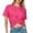 e-697Hot Pink3272, variant on Women Blouse Summer Fashion Casual Short Sleeve Round Neck Cropped Tops With For Daily Wear Trendy Female Solid Color Dailywear
