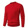 thumbnail image 2 of qolati Mens Cable Knit Sweater Casual Long Sleeve Crewneck Pullover Sweaters Lightweight Dress Business Work Tops Red XXXL, 2 of 3