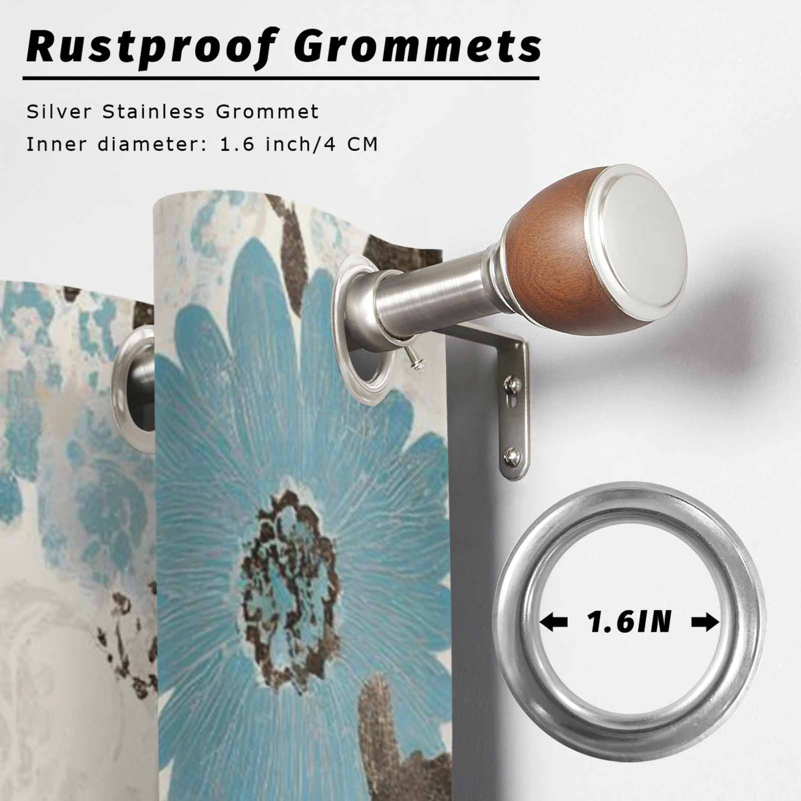 Blue Brown Flower Outdoor Curtains for Patio, Laugh Love Live Plant Farmhouse Sunshade Privacy Drapes Grommet Waterproof Outside Curtains for Porch/Cabana/Balcony 54"x 108", 1 Panel