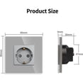 thumbnail image 4 of Toma de corriente simple gris 16Amp vidrio Tomas schuko Toma de pared con contacto de protección de empotrar-86mm, 250V, 1 compartimento JFHHH pequeña, 4 of 5