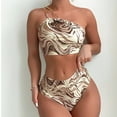 thumbnail image 3 of Womens Two Piece Swimsuits One Shoulder Print Bathing Suit High Waisted Bikini Swimwear, 3 of 7