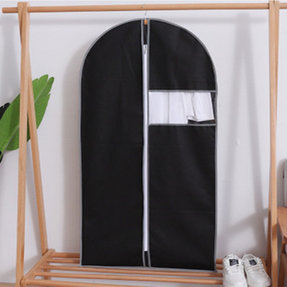 Set of 5 Hanging Garment Bags for Storage Breathbale Suit Cover for Closett Dust Suit Cover Protector with Zipper for Suit Coat, Jacket,Black,60x120cm
