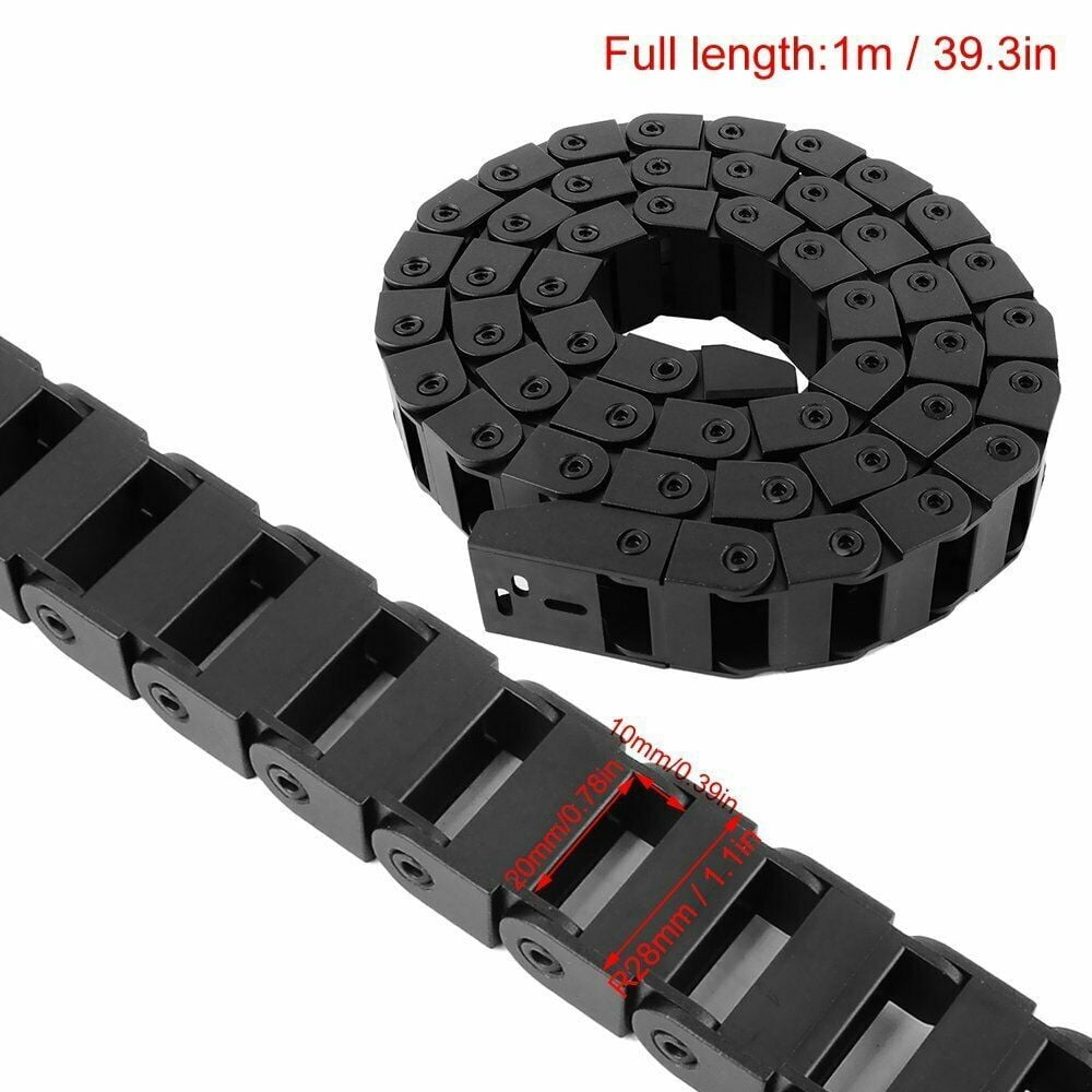 uxcell Drag Chain Cable Carrier Closed Type with End Connectors R28 10X20mm 1 Meter Plastic for Electrical CNC Router Machines Black uxcell Drag Chain Cable Carrier Closed Type with End Connectors R28 10X20mm 1 Meter Plastic for Electrical CNC Router Machines Black