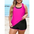 thumbnail image 5 of SHEWIN Tankini Bathing Suits for Women 3 Piece Swim Suits Summer Tankinis with Shorts Swimsuits Plus Size Swimsuit Rose 2XL, 5 of 10