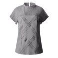 thumbnail image 4 of Gibobby Camisas Para Mujer Elegantes Camisa corta con volantes acampanados blusa de encaje Top de algodón para mujer manga de retazos camisetas de mujer（Gris， S), 4 of 5