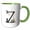 Green/White, variant on 3drose, Outstanding Letter Z. Halloween Monogram, Broom, Wizard Hat, Cat, 11oz Mug