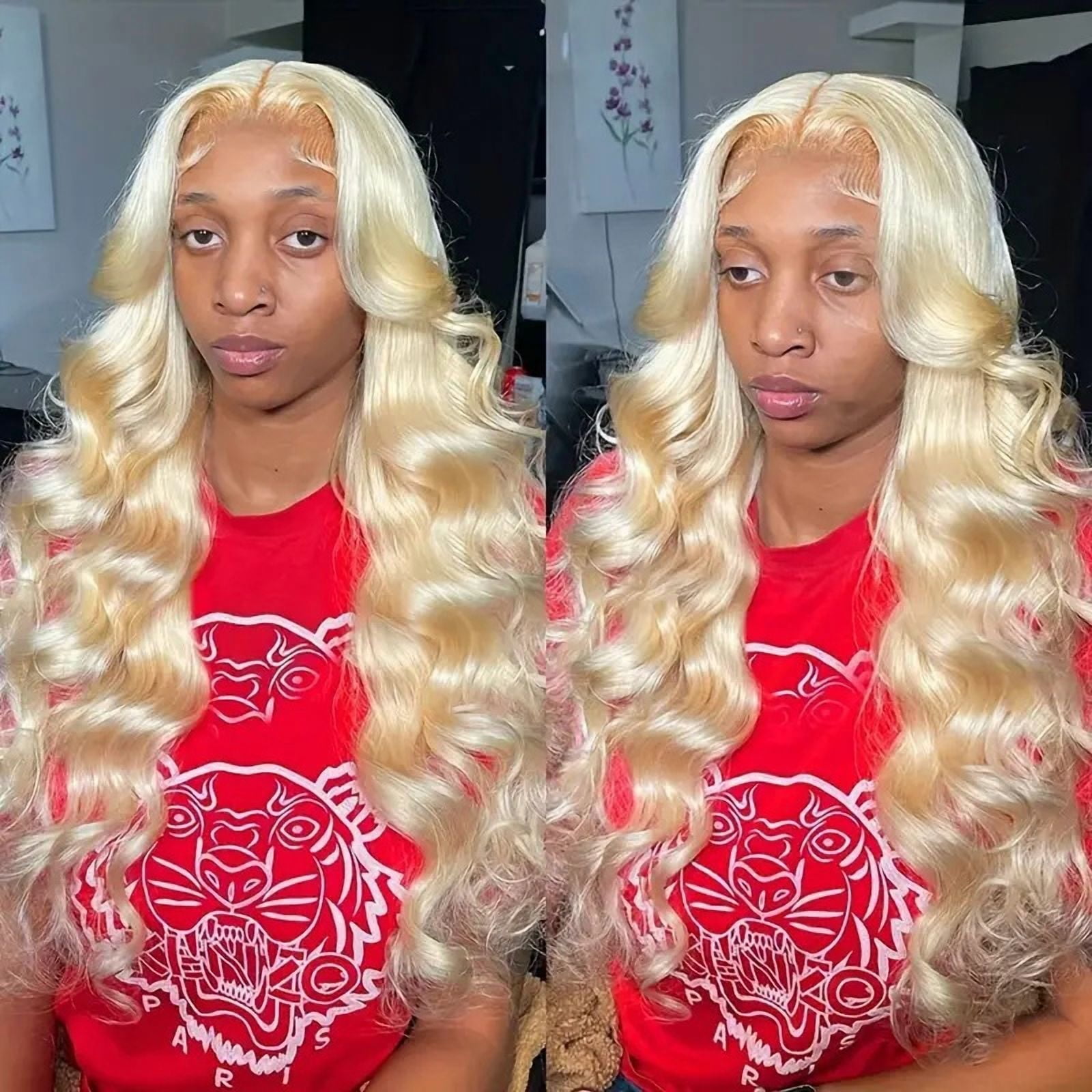 Blonde long hair body front lace wigs human hair wigs