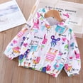 thumbnail image 2 of Edvintorg 3-9 Years Lightweight Jacket Kids Long Sleeve Cute Cartoons Print Windproof Hooded Jackets Coat with Zipper Spring Fall Children Girls Windbreaker Outerwear, 2 of 3