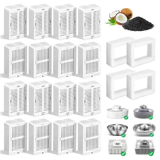 Paquete De 16 Filtros De Repuesto Para Fuente De Cerámica Para Mascotas 360 Cupcake Gisofik Filtro De Fuente De Agua Para Gatos Filtro De Fuente Para Mascotas De Triple Filtración Filtros De Fuente De