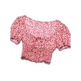 thumbnail image 3 of Qiylii Women Summer T-shirt Butterfly Puff Sleeve Square Collar Crop Tops, 3 of 9