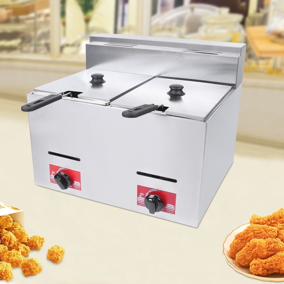 Commercial LPG Propane Deep Fryer Countertop 12L Gas Fryer w/ 2 Baskets Newest