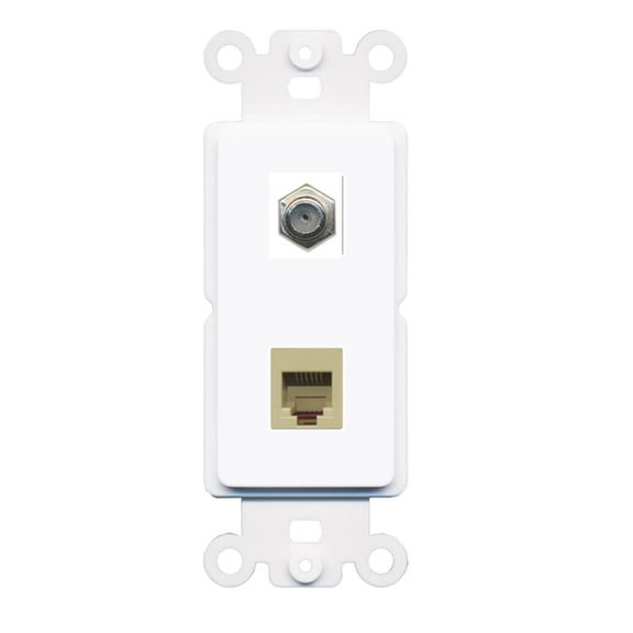 RiteAV Coax Phone (RJ11-12 Beige) Wall Plate Insert White