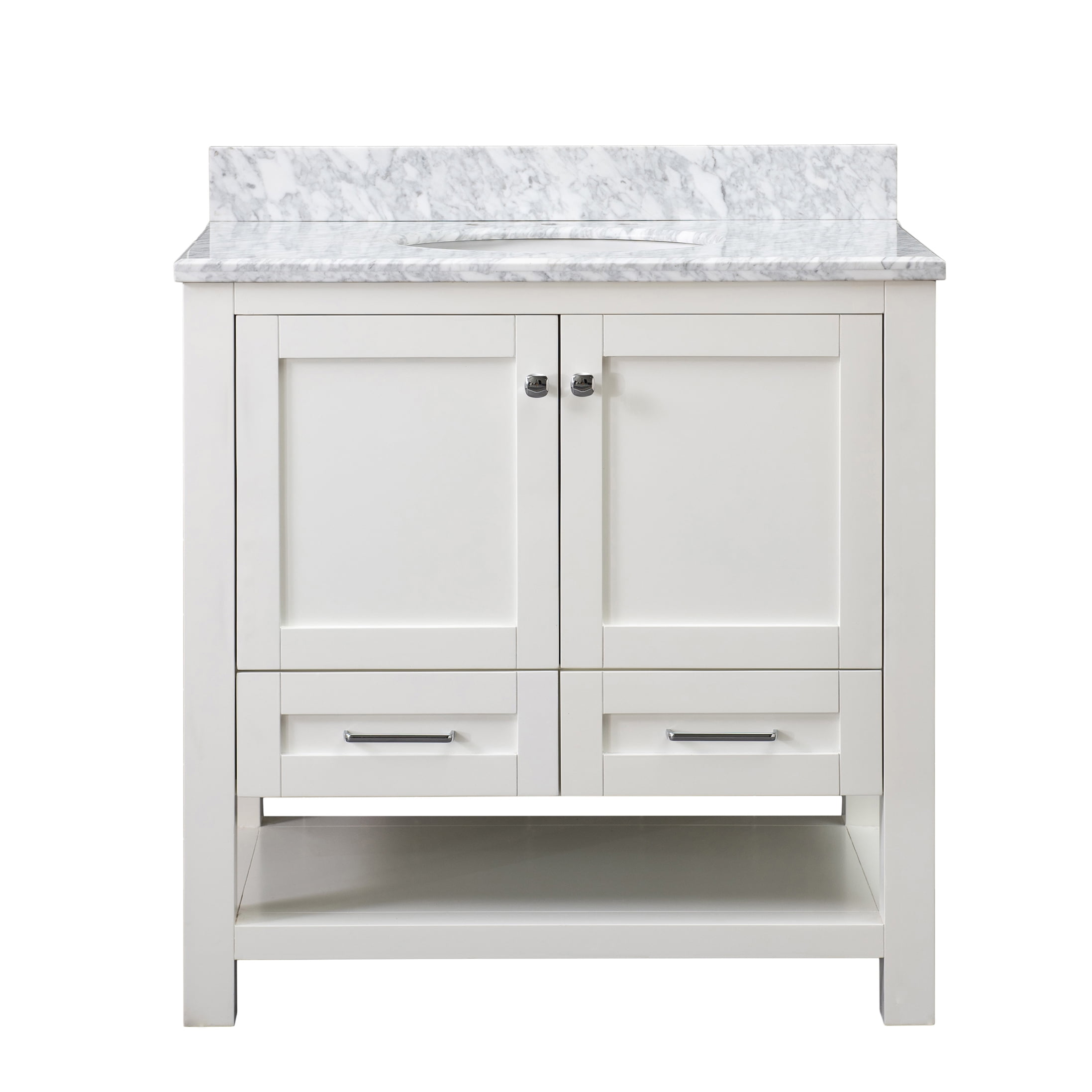 Sunjoy White 36 in. Shaker Style Single Sink Bathroom Vanity