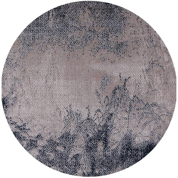 Ahgly Company Indoor Round Mid-Century Modern Silver Pink Oriental Area Rugs, 6' Round