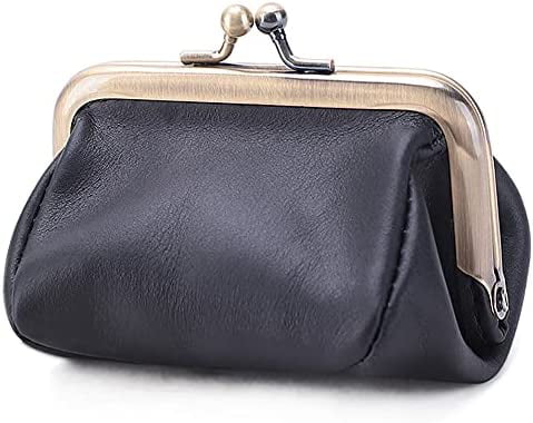 PIKADINGNIS Genuine Leather Clutch Bag for Women Kiss Lock Wallet Retro  Coin Purse Coin Organizer Cute Purse