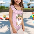 thumbnail image 3 of Uorisanigo One Piece Swimsuits for Girls Cute Corgi Size 13-14 1-Shoulder Polyester and Spandex Fabric Swimming Training Bathing Suit for Kids Ruffle Swimwear, 3 of 7
