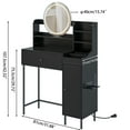 thumbnail image 3 of Modern Makeup Vanity Desk with Mirror and Light, Fluted Vanity Table with Drawer and Cabinet, Dresser with Hairdryer Holder & Power Outlet & Shelves, 3 Lighting Modes, for Bedroom, 3 of 9