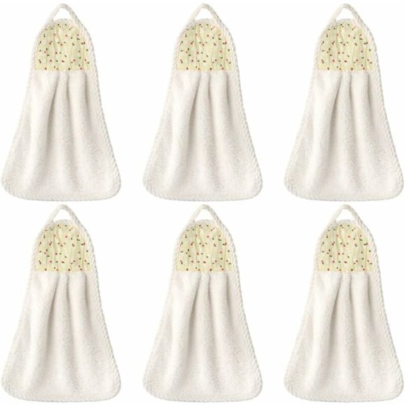 Pcs Hanging Hand Towels Coral Fleece Towel Water Absorption Towel for Home Kitchen Bathroom Beige