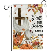 Fall for Jesus Pumpkins Garden Flag 12x18 Double Sided Fall Autumn Religious Cross Small Yard Flags for Outside Seasonal Flags Farmhouse Yard Garden Outdoor Decor