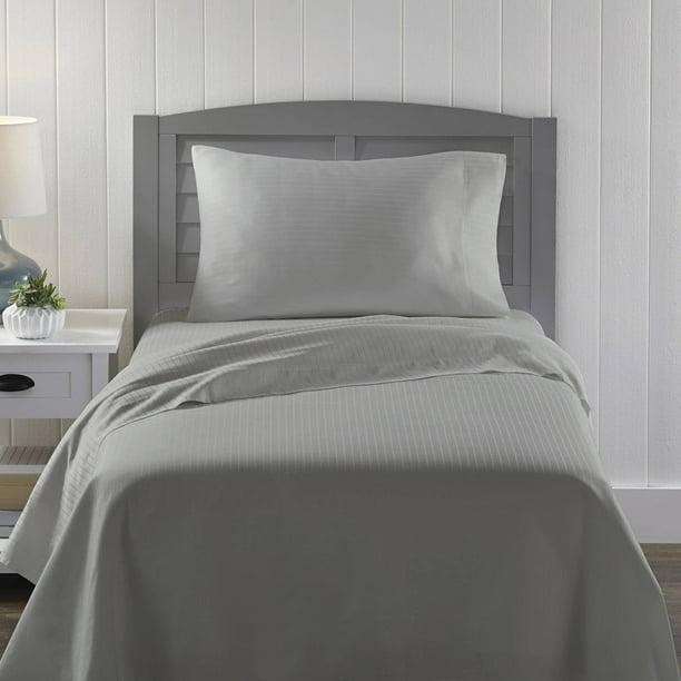 Better Homes & Gardens Twin 300 Thread Count Damask Stripe Gray Bed