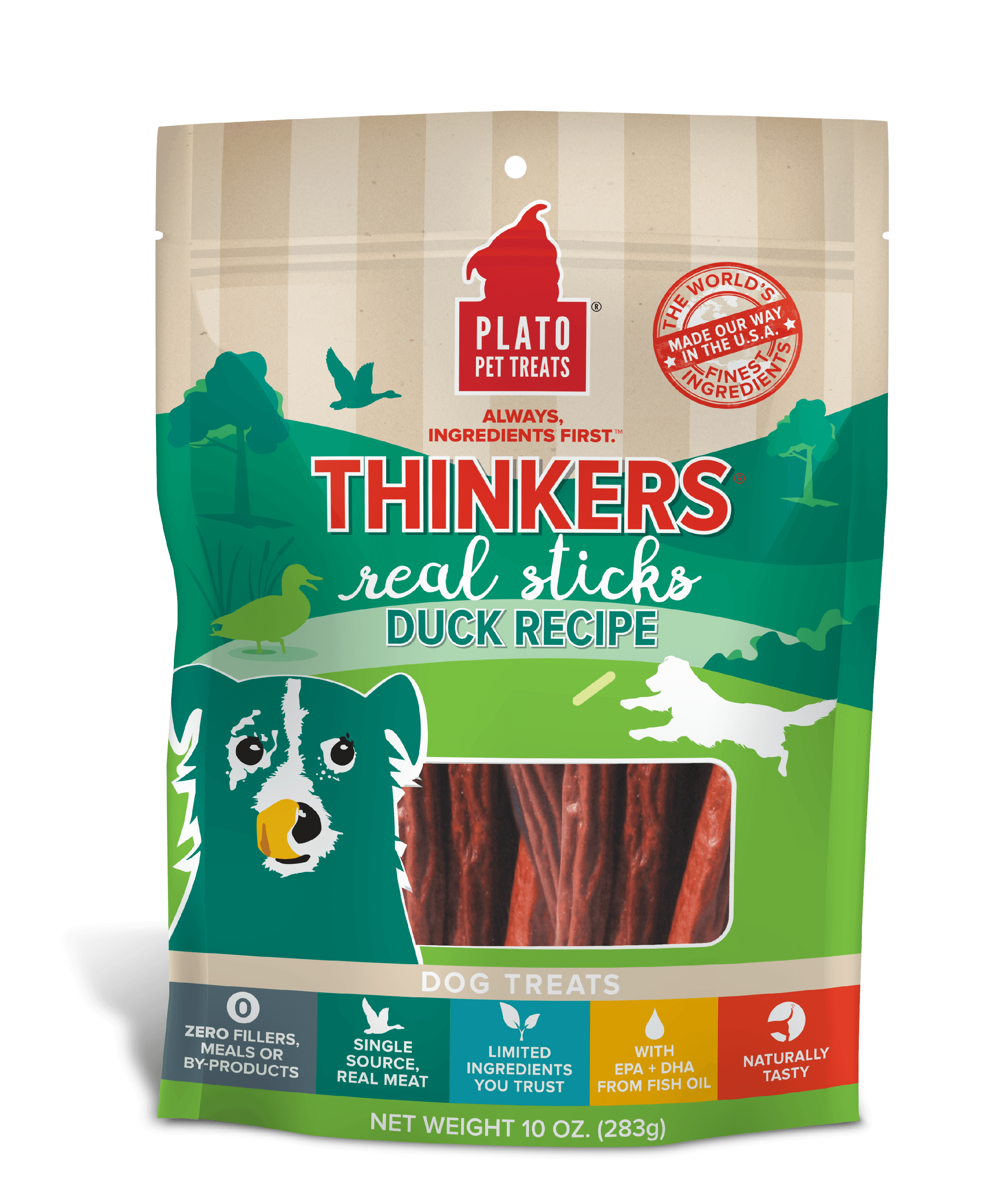 Plato Pet Treats Thinkers Duck Dog Treats, 10 Ounce