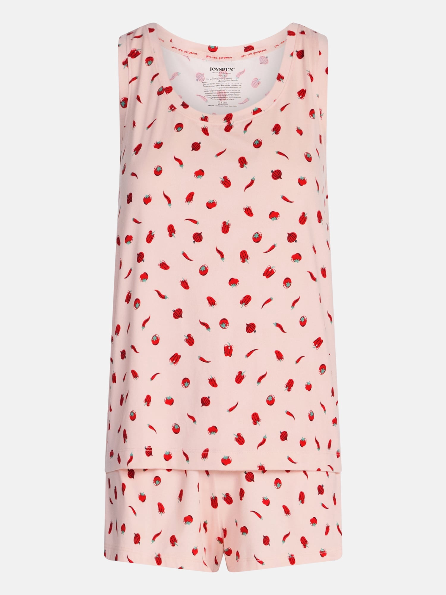 Joyspun Women's Tank Top and Shorts Pajama Set, 2-Piece, Sizes XS-3X