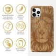 thumbnail image 4 of Case Yard Wooden Case Outside Soft TPU Silicone, Slim Fit Shockproof Wood Protective Phone Cover for Girls Boys Men and Women, Supports Wireless Charging Great Lion Design case for iPhone-11-Pro-Max, 4 of 7