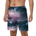 thumbnail image 2 of Uemuo lighthouse Waves Torrential Rain Pattern Mens Swim Trunks Quick Dry Board Shorts with Mesh Lining, Stretch Beach Shorts Quick Dry No-Chafing Board Shorts-X-Large, 2 of 9