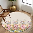 thumbnail image 2 of Large Round Rug 8Ft Washable Non-Slip, Pink Flowers Circle Area Rugs for Living Room Bedroom, Spring Floral Daisy Vintage Pastoral Botanical Indoor Floor Mats Carpet Runner for Home Decor, 2 of 8