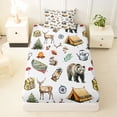 thumbnail image 3 of Erosebridal Happy Camping Twin Sheet Sets for Kids, Wild Bear Deer Bedding, 1 Flat Sheet, 1 Fitted Sheet and 1 Pillowcase, 3 of 5