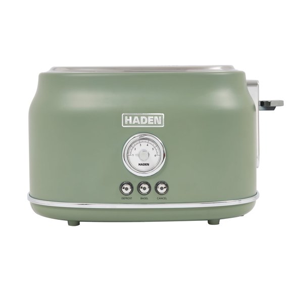 Haden Dorset 2 Slice Wide Slot Stainless Steel Toaster, Cedar Green/Chrome
