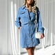 thumbnail image 1 of Vestido vaquero con botones, solapa para mujer con cinturón, desplazamientos elegantes Ygjytge Azul claro T L para Mujer, 1 of 6