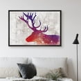 thumbnail image 1 of PixonSign Framed Canvas Print Wall Art Red and Purple Watercolor Stag Animals Wilderness Illustrations Modern Art Farmhouse/Country Fun Multicolor Pastel for Living Room, Bedroom, Office - 16"x24", 1 of 5