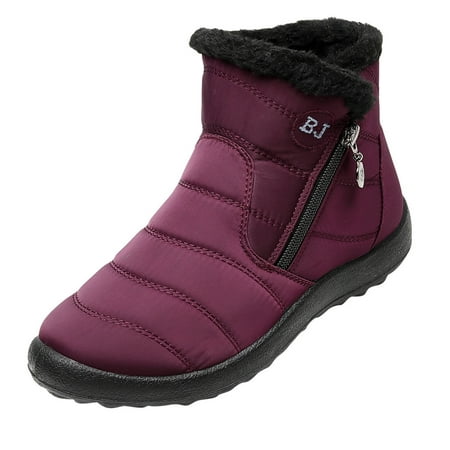 FRSASU Shoes Clearance Women's Winter Warm Cotton Shoes Nylon Snow Short Botas Red 8.5(40)