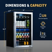 Newair Beverage Refrigerator Cooler |126 Cans Free Standing with Glass Door