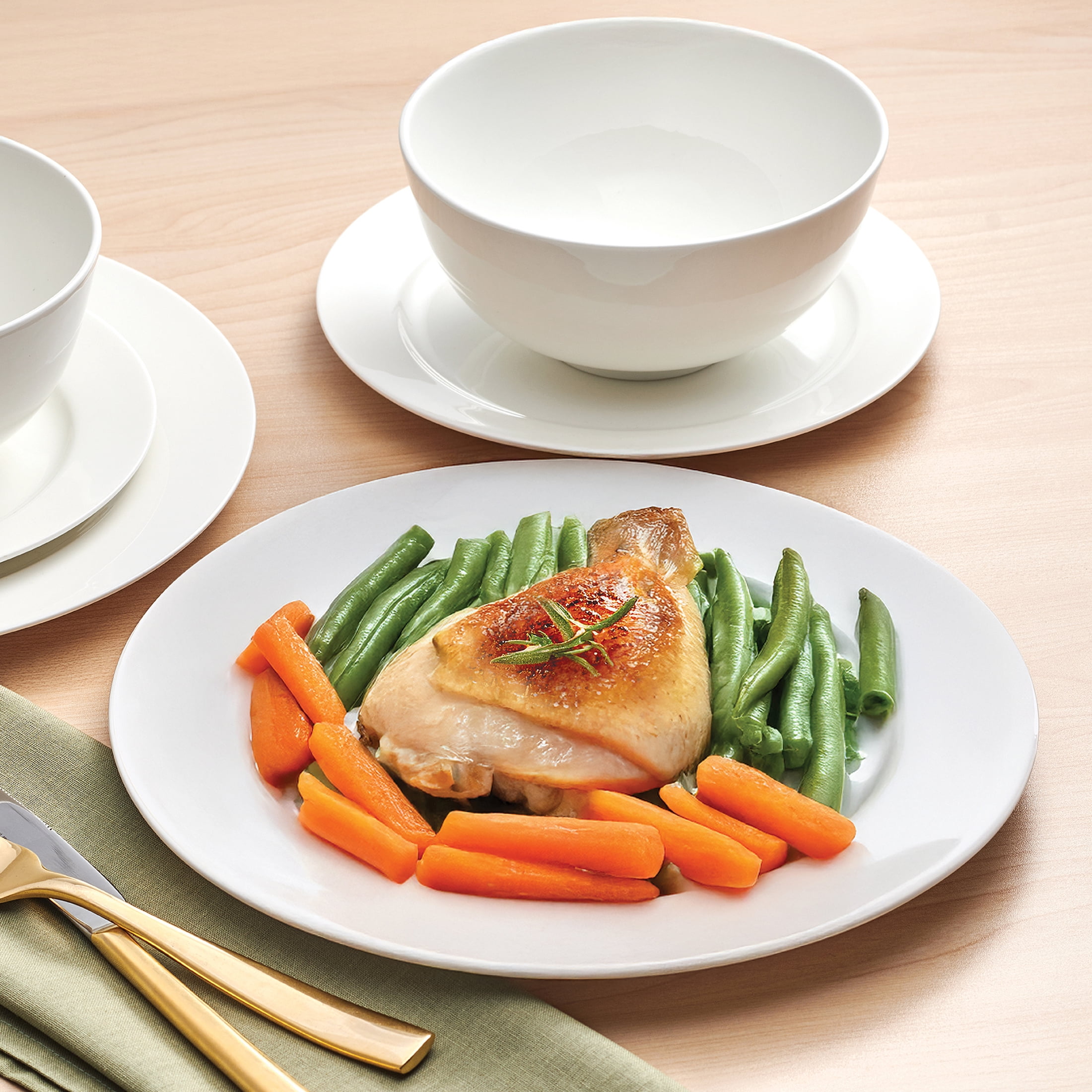 Fitz and Floyd Nevaeh White Classic Rim 12-Piece Bone China Dinnerware Set (Service for 4)