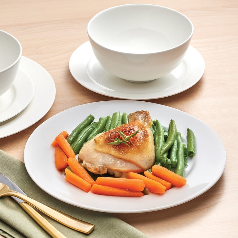 Fitz and Floyd Nevaeh White Classic Rim 12-Piece Bone China